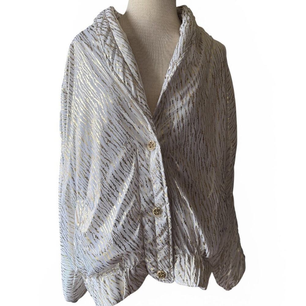 Vintage 80s/90s Mob Wife Style Windbreaker Jacket Women's OSFM Gold Old Money
